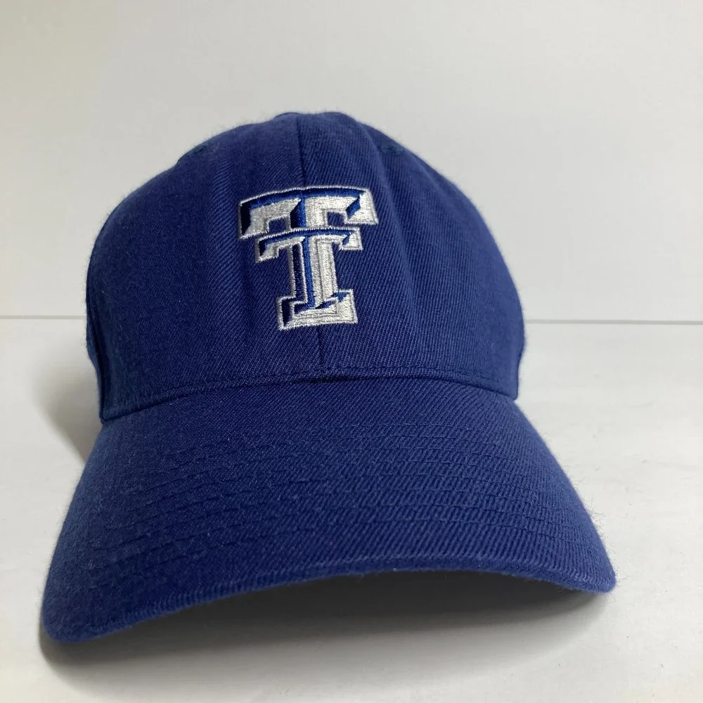 Texas Tech Red Raiders Cap Hat‎ Blue Fitted Small/Medium Embroidered Flexfit